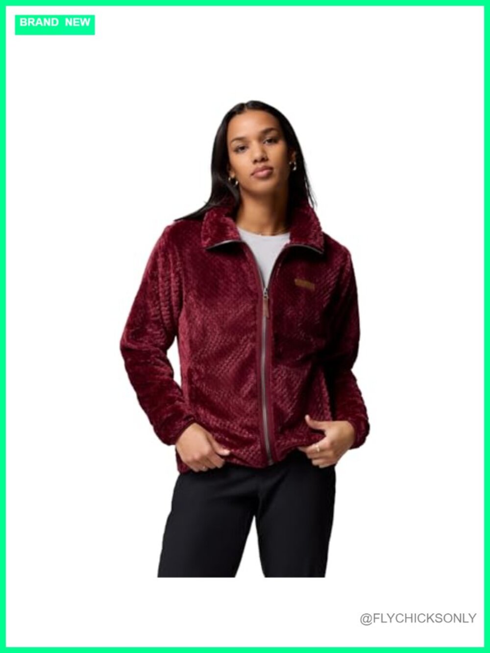 High-Pile Fleece Sherpa Full Zip Jacket Stand-Up Collar Zippered Pockets